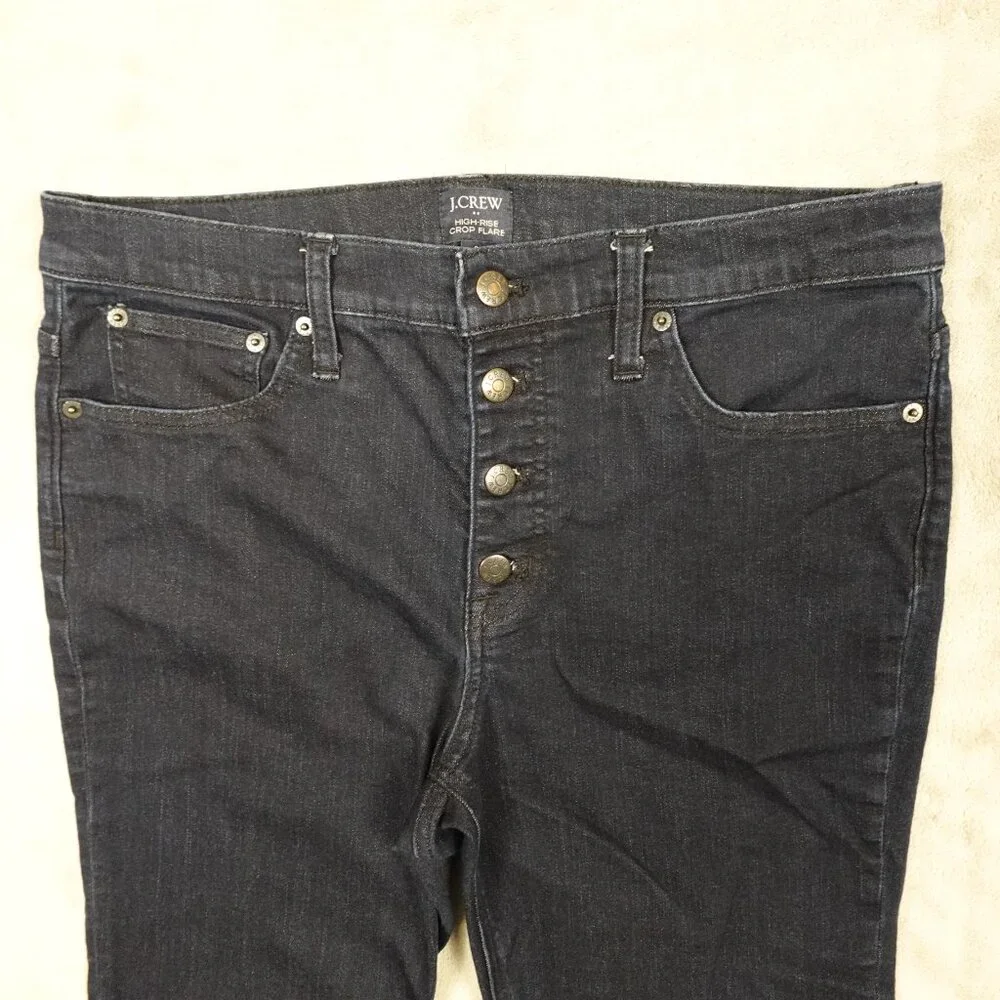 J. Crew jeans high rise‎ crop flare women's 31 dark indigo blue button fly